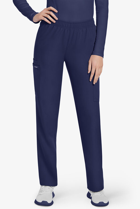 Cherokee Workwear Originals Ultra Women's 3-Pocket Pull-on Slim Leg Scrub Pants - Navy - 1