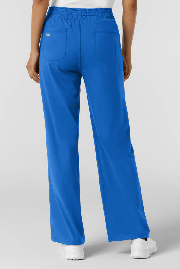 Wink Renew Knit Women's 5-Pocket STRETCH Drawstring Wide Leg Scrub Pants - Royal - 2