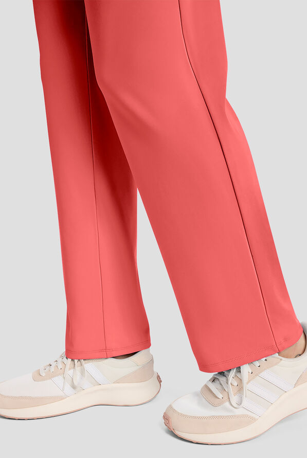 Cherokee Achieve Women's 5-Pocket STRETCH Elastic Waist Drawstring Cargo Scrub Pants - True Coral - 5