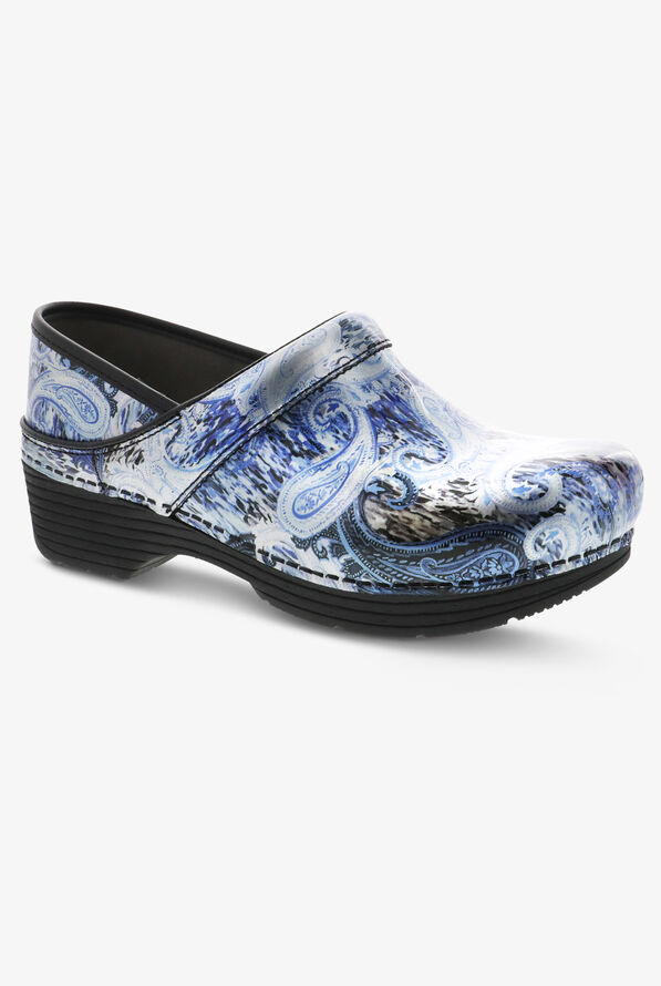 Dansko LT PRO Silver/Blue Paisley Leather Clogs - null - 3