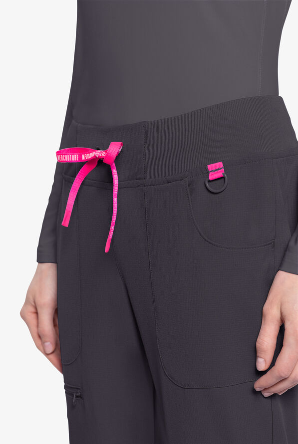 Med Couture Amp Women's 6-Pocket STRETCH Jogger Scrub Pant - Pewter - 3