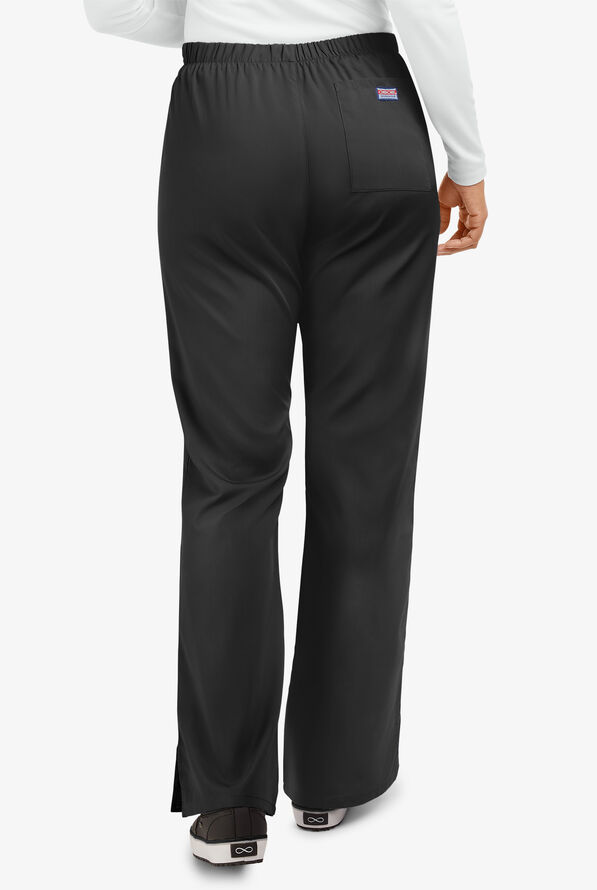 Cherokee Workwear Women's 3-Pocket Flare Leg Drawstring Scrub Pants - Tall - Black - 4