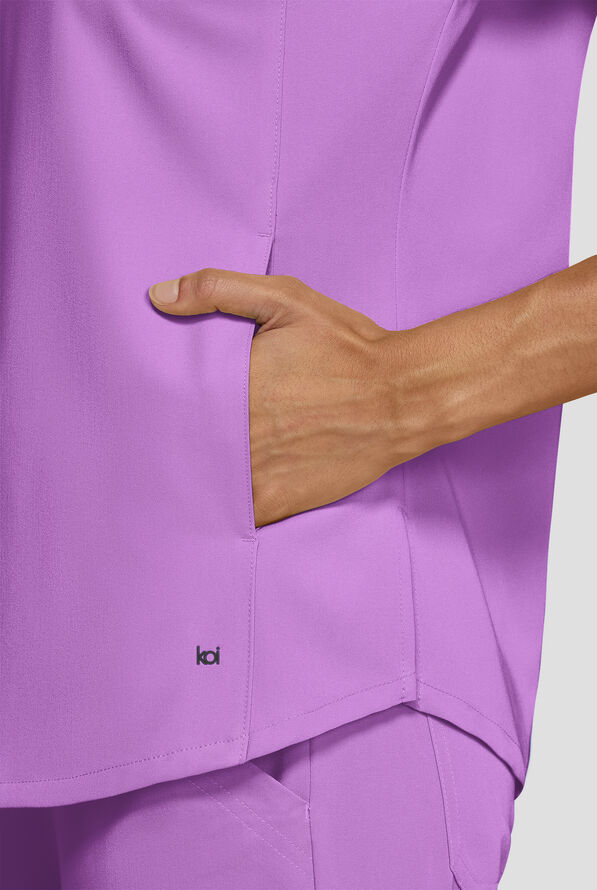 koi Next Gen Superhuman Women's 2-Pocket STRETCH Dolman Sleeve Scrub Top - Passion Lilac - 5