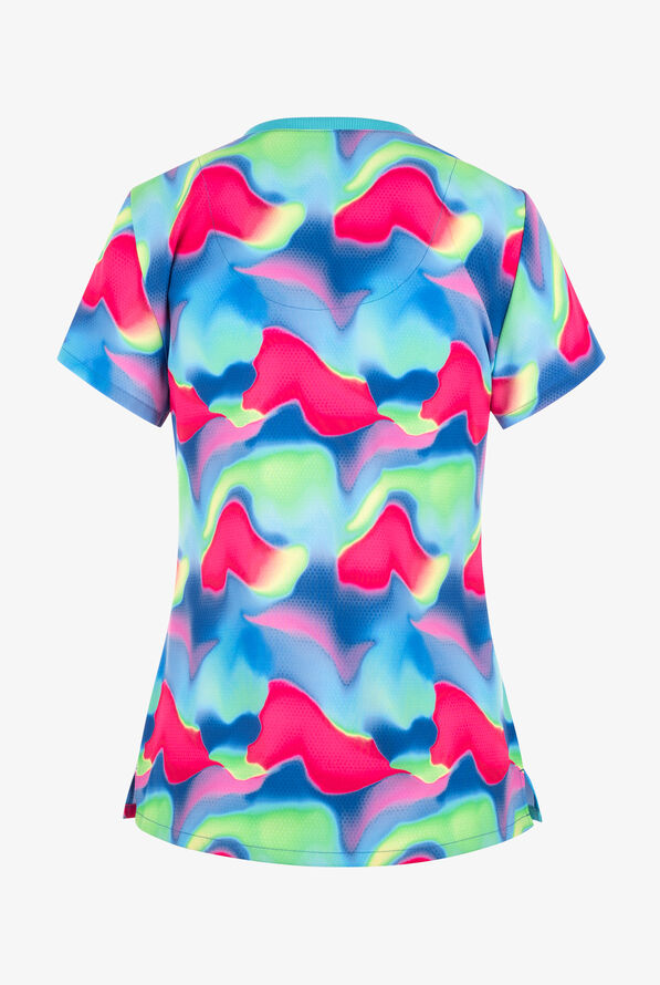 Skechers Shimmering Marble Women's 1-Pocket STRETCH V-Neck Print Scrub Top - null - 2