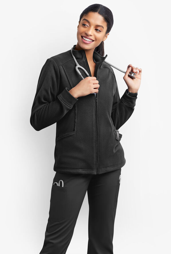 Chaqueta médica UA Butter-Soft STRETCH de vellón con cremallera y 2 bolsillos para mujer - Black - 2