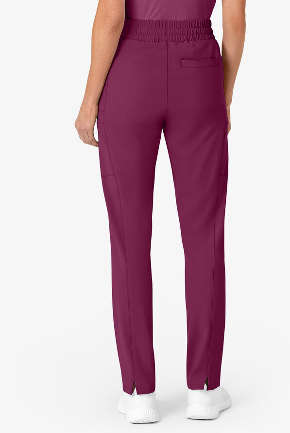 Wink Renew Women's 7-Pocket STRETCH High Waisted Slim Leg Cargo Scrub Pants - Wine - 2