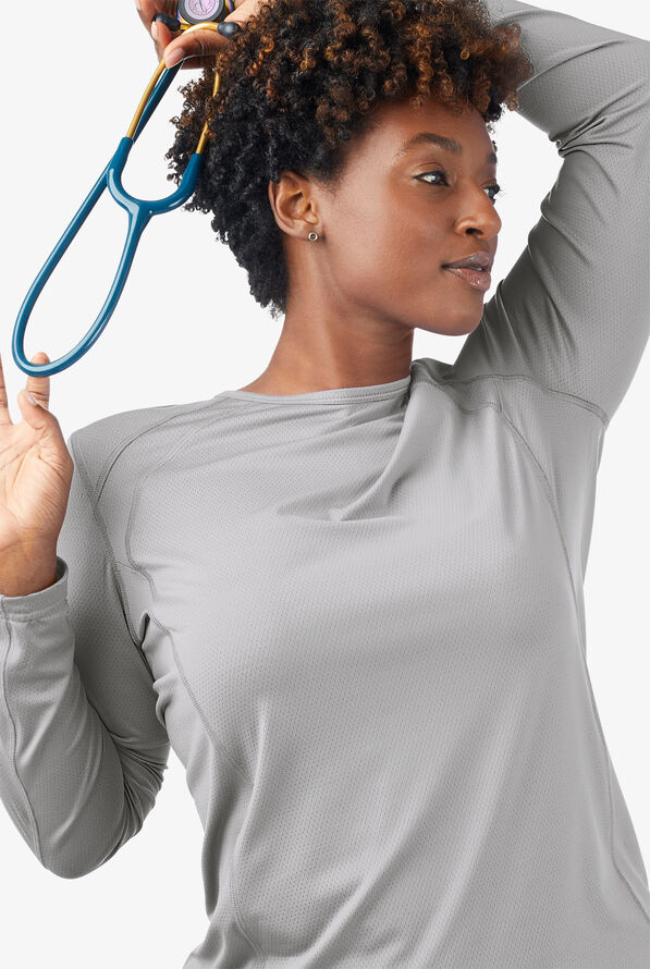 ReSurge Jade Women’s Long Sleeve Knit Underscrub - Silver - 2