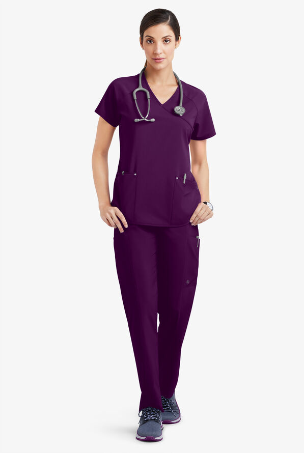 Blusa médica Easy STRETCH Cara con mangas raglán - Eggplant - 2