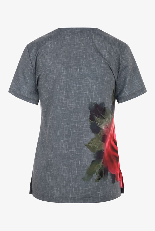 Blusa médica estampada koi Basics Rosie Burst STRETCH con cuello en V y 1 bolsillo para mujer - null - 2