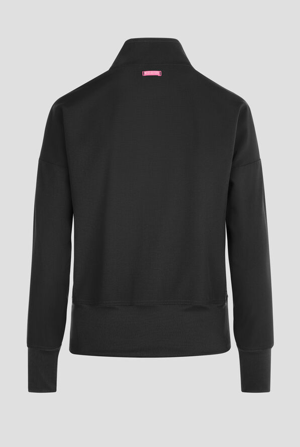 Med Couture Amp Women's 2-Pocket STRETCH Zip Front Warm Up Scrub Jacket - Black - 4