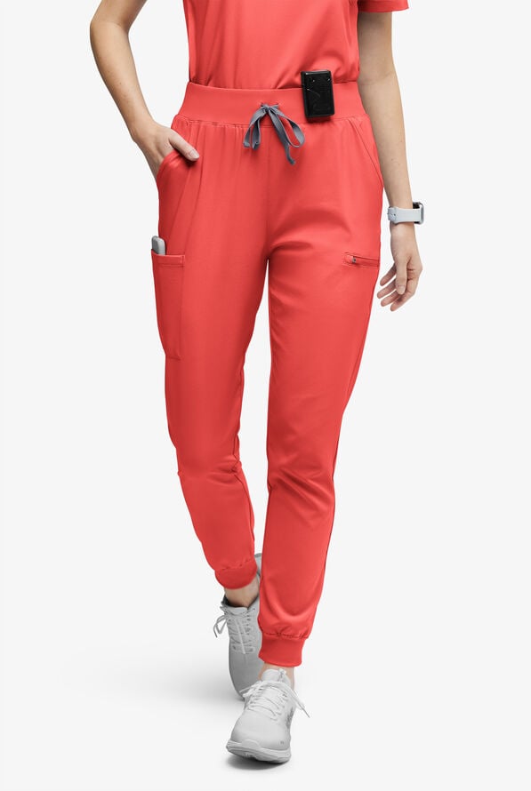 Pantal&oacute;n m&eacute;dico Easy STRETCH Olivia estilo jogger con 7 bolsillos para mujer - Spiced Coral - 1