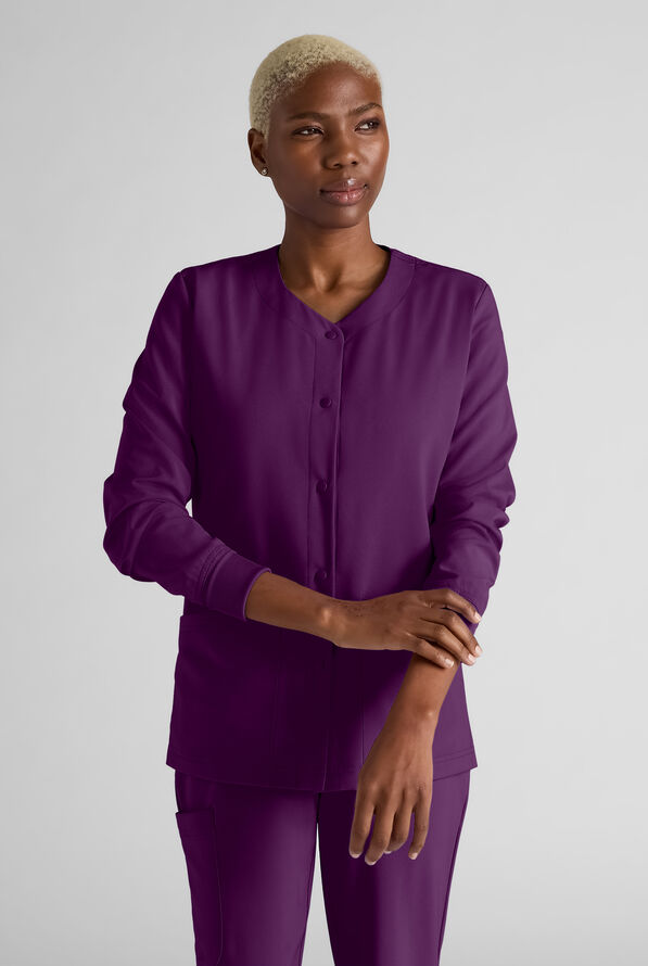 Chaqueta médica Easy STRETCH con botones a presión y 3 bolsillos para mujer - Eggplant - 1