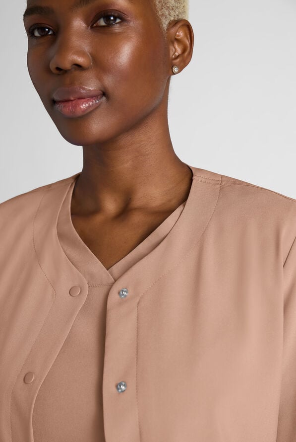 Chaqueta m&eacute;dica Easy STRETCH con botones a presi&oacute;n y 3 bolsillos para mujer - Warm Terrazzo - 5