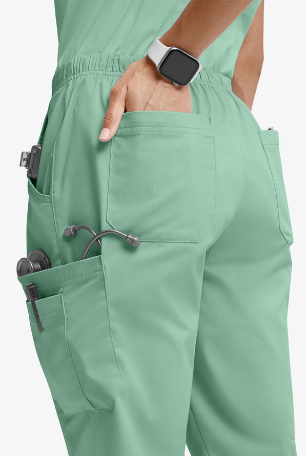Butter-Soft STRETCH Women’s 10-Pocket Mid Rise Straight Leg Scrub Pant - Tall - Water Mint - 2