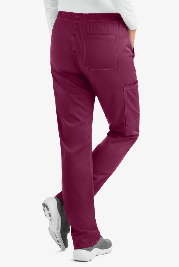 Cherokee Workwear Revolution Unisex 4-Pocket STRETCH Drawstring Cargo Scrub Pants - Wine - 3