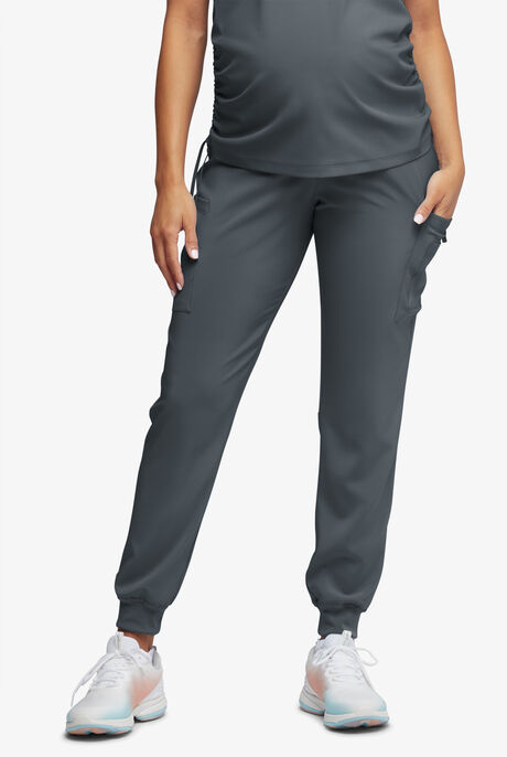 Easy STRETCH Chrissy Women's Maternity 4-Pocket Tapered Leg Jogger Scrub Pants