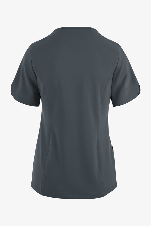 Blusa m&eacute;dica Easy STRETCH Aisha con escote coraz&oacute;n y 2 bolsillos para mujer - Pewter - 4
