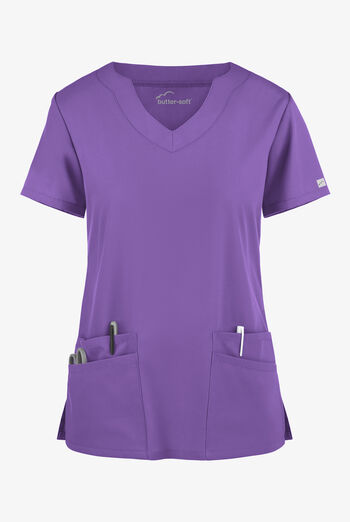 Blusa m&eacute;dica Butter Soft&trade; Core by UA con cuello festoneado y 4 bolsillos para mujer