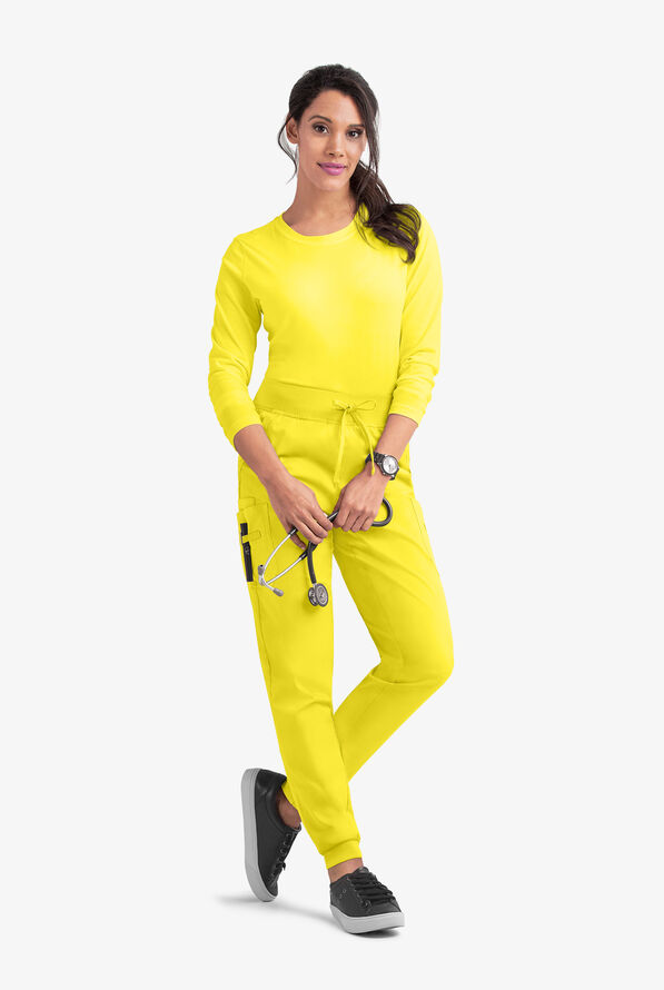 Butter-Soft STRETCH Women's 5-Pocket Cargo Jogger Scrub Pants - Tall - Bright Daffodil - 3