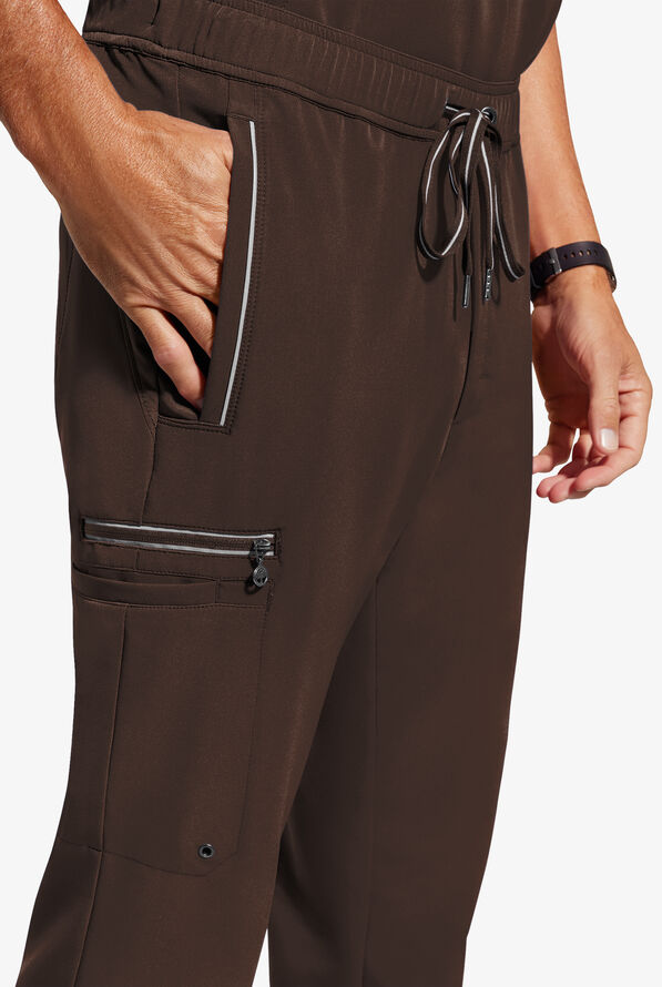 Healing Hands 360 Noah Men's 7-Pocket STRETCH Elastic Waistband Drawstring Pants - Dark Chocolate - 2