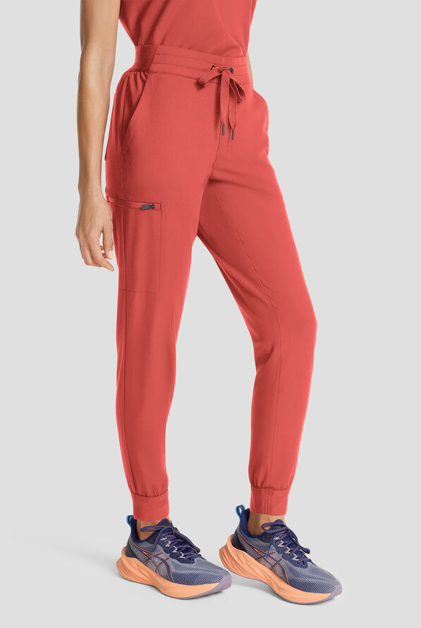 Healing Hands Quest Women's 5-Pocket STRETCH Drawstring Jogger Scrub Pant - Warm Sunrise - 1