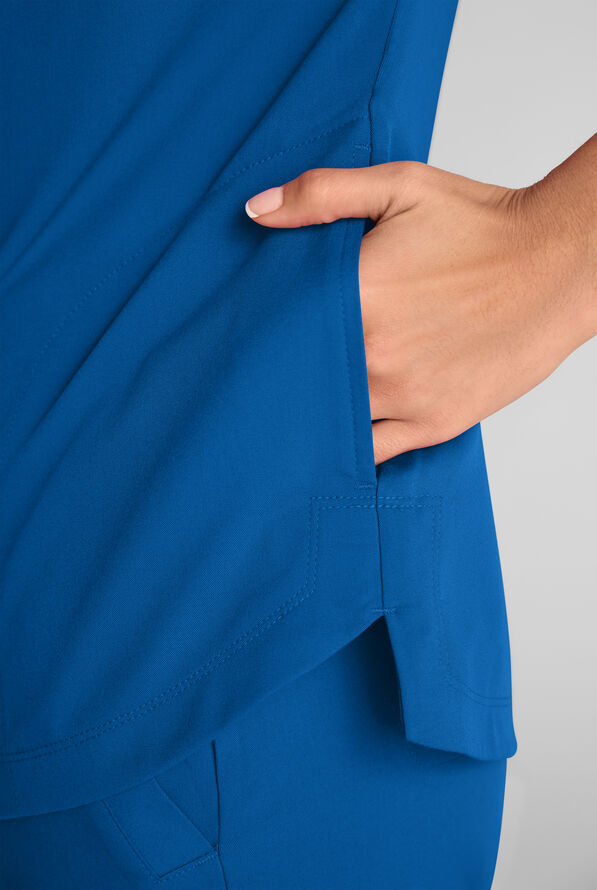 Grey's Anatomy by Barco Emerge Emery Women's 3-Pocket STRETCH Collar V-Neck Scrub Top - Royal - 4