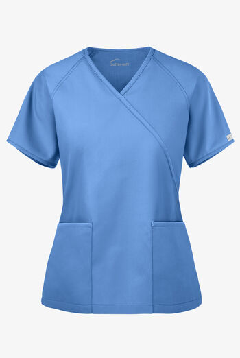 Butter-Soft Core Women's 2-Pocket Solid Mock Wrap Scrub Top