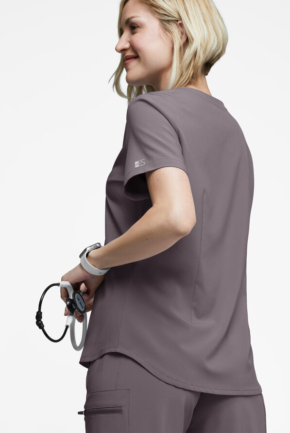 Blusa m&eacute;dica Easy STRETCH GiGi con detalle de lazos para mujer - Grey Stone - 4