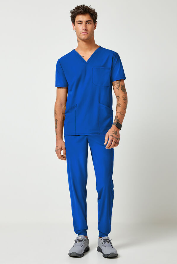 Camisa m&eacute;dica Infinity PURSUIT STRETCH con cuello en V y 3 bolsillos para hombre - Royal - 2