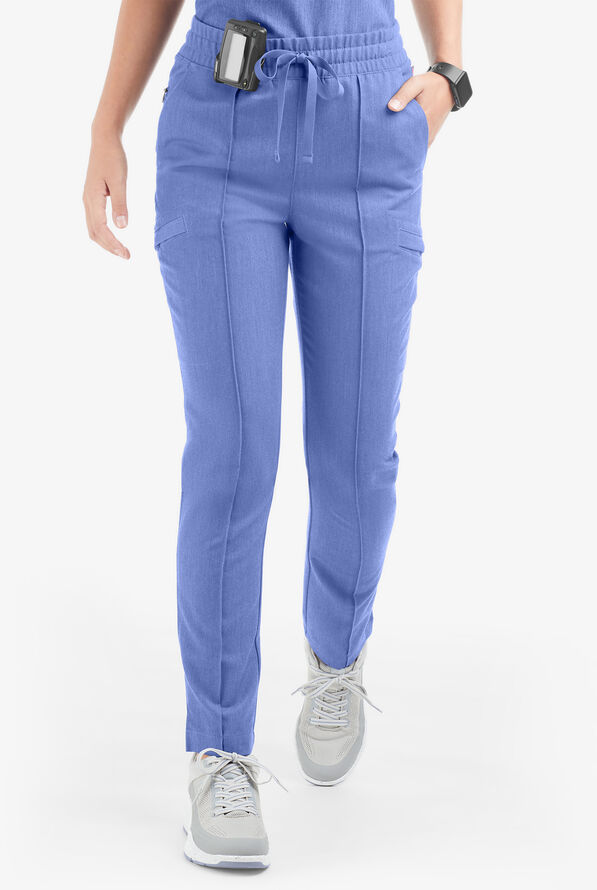 Movement by Butter-Soft Capricorn Women’s 7-Pocket Skinny Pintuck Scrub Pants - Electric Blue Heather - 1