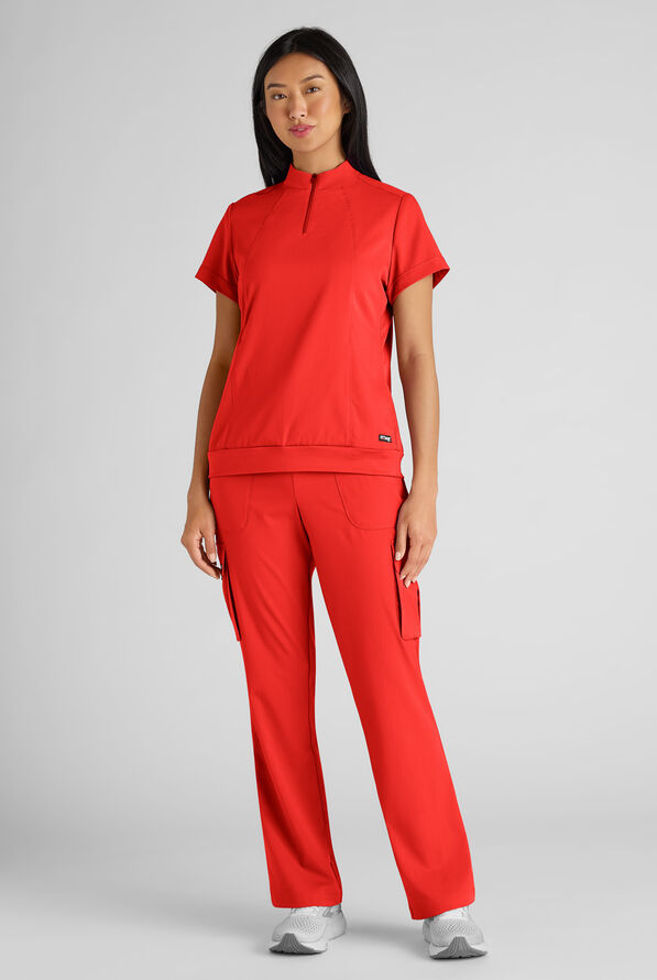 Grey's Anatomy by Barco Emerge Parker Women's 4-Pocket STRETCH Fit & Flare Scrub Pants - Sunset Orange - 7