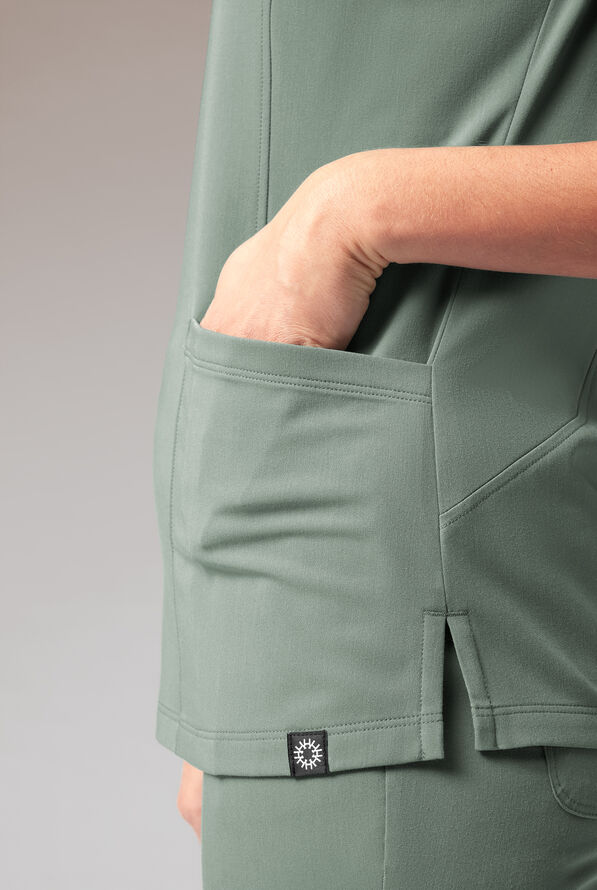 Hypothesis A-S All Situation Women’s 3-Pocket Polo Neck Scrub Top - Mineral - 4