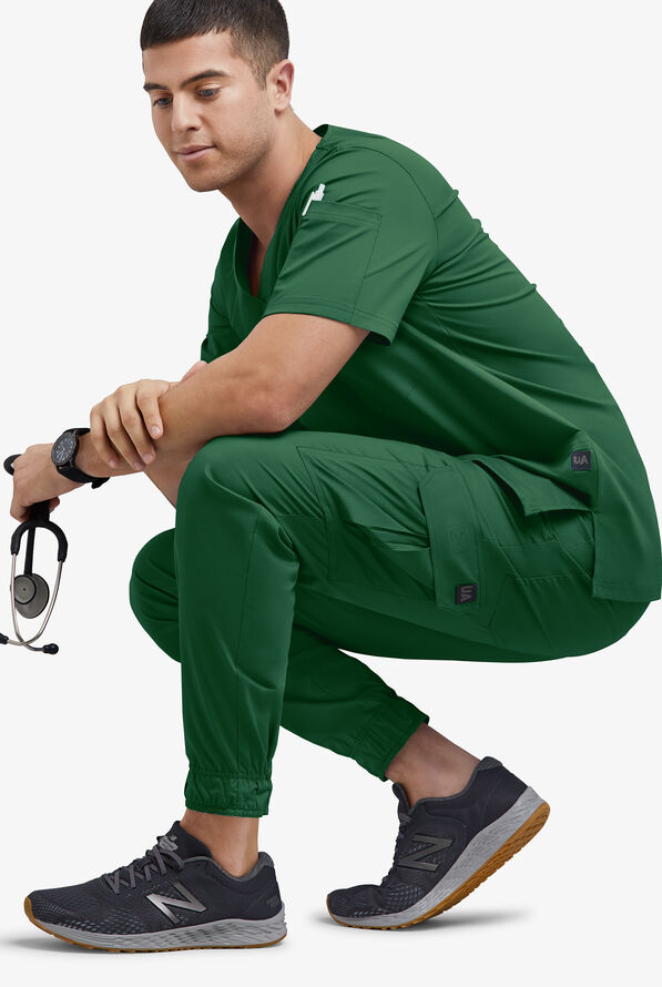 Butter-Soft STRETCH Men's 7-Pocket Cargo Jogger Scrub Pants - Hunter - 4