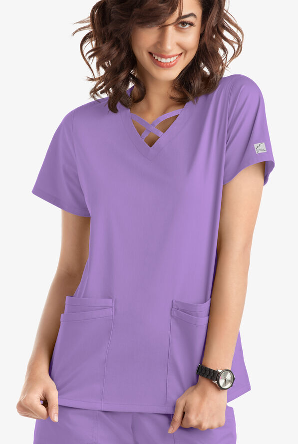 Butter-Soft STRETCH Women's 4-Pocket Crisscross Scrub Top - Ultraviolet Light - 2