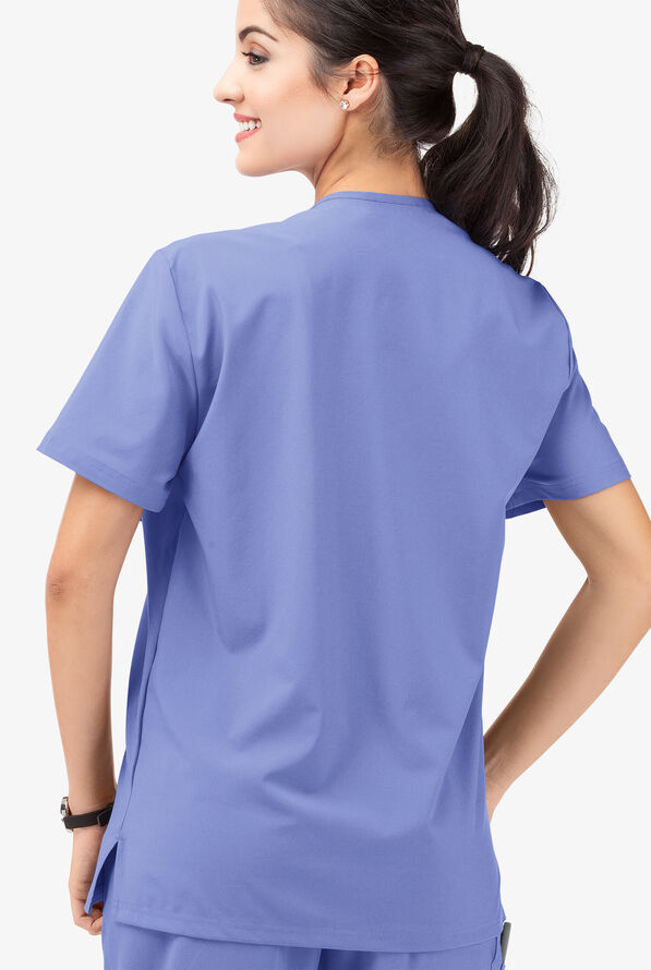 Tafford Active STRETCH Riley Unisex 3-Pocket V-Neck Scrub Top - Ceil Blue - 3