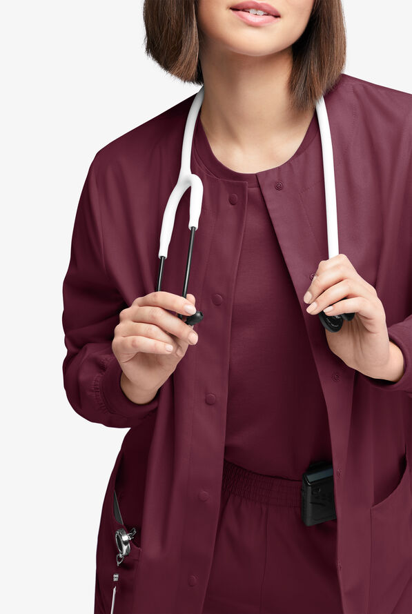 Chaqueta m&eacute;dica abrigada Butter-Soft Originals con 3 bolsillos para mujer - Wine - 3