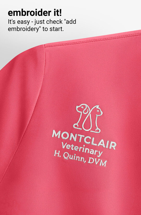 UA Exclusive Cherokee Workwear Revolution Women's 2-Pocket STRETCH Mesh Trim V-Neck Scrub Top - Blushing Coral - 5