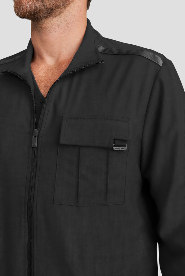 Chaqueta m&eacute;dica Healing Hands Quest STRETCH con cremallera y 3 bolsillos para hombre - Black - 4