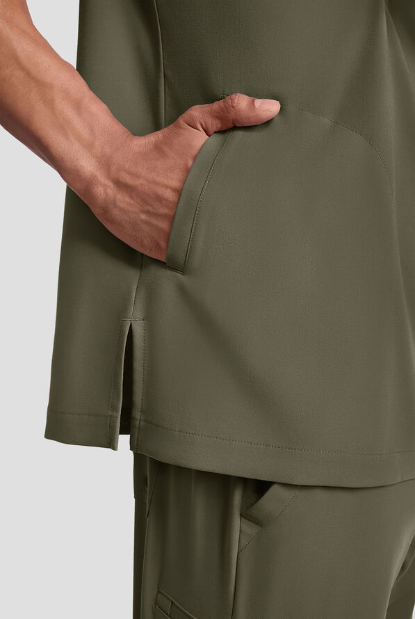 Healing Hands Quest Aidan Men's 3-Pocket STRETCH Shirt Collar Scrub Top - Olive - 5