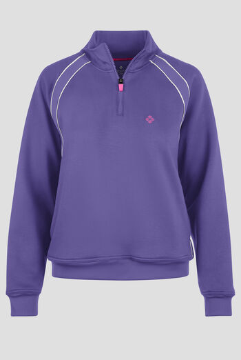 Med Couture Layers Women's 2-Pocket STRETCH Half Zip Scuba Knit Scrub Jacket