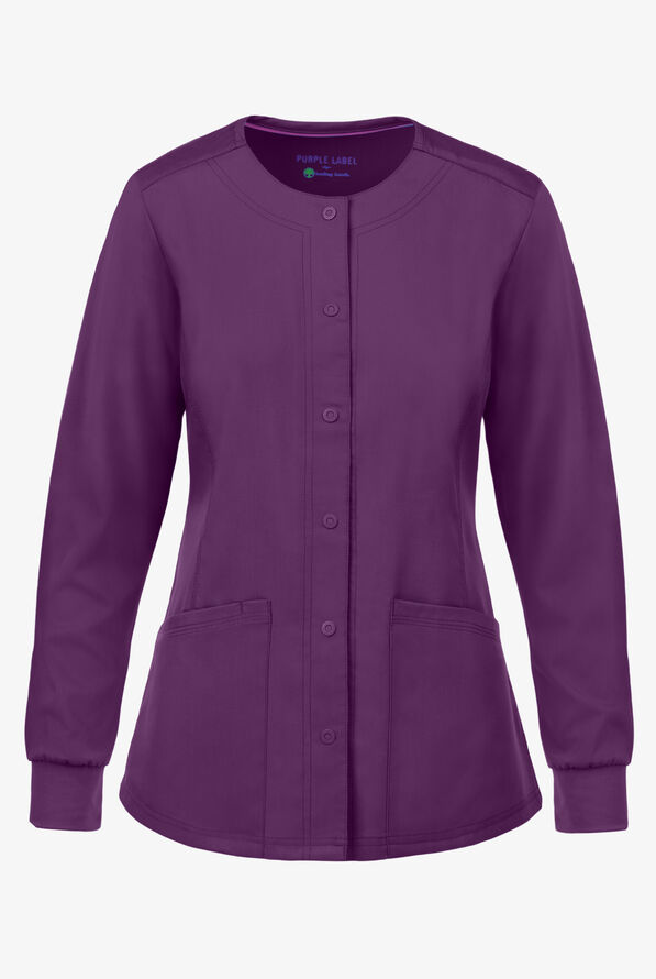 Healing Hands Purple Label Daisy Women's 4-Pocket STRETCH Scrub Jacket - Eggplant - 1