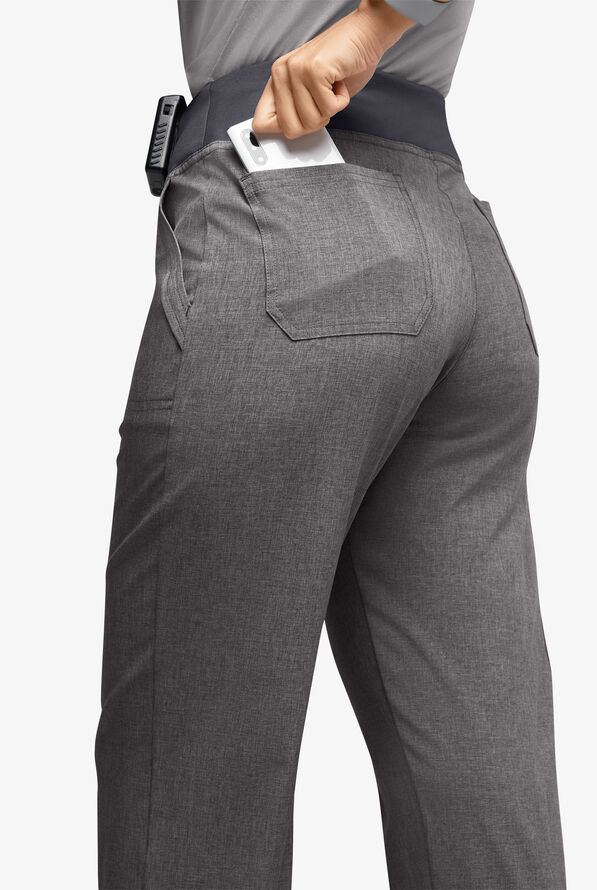 Easy STRETCH Sienna Women's 5-Pocket Sport Yoga Scrub Pants - Petite - Graphite Heather/Pewter - 4