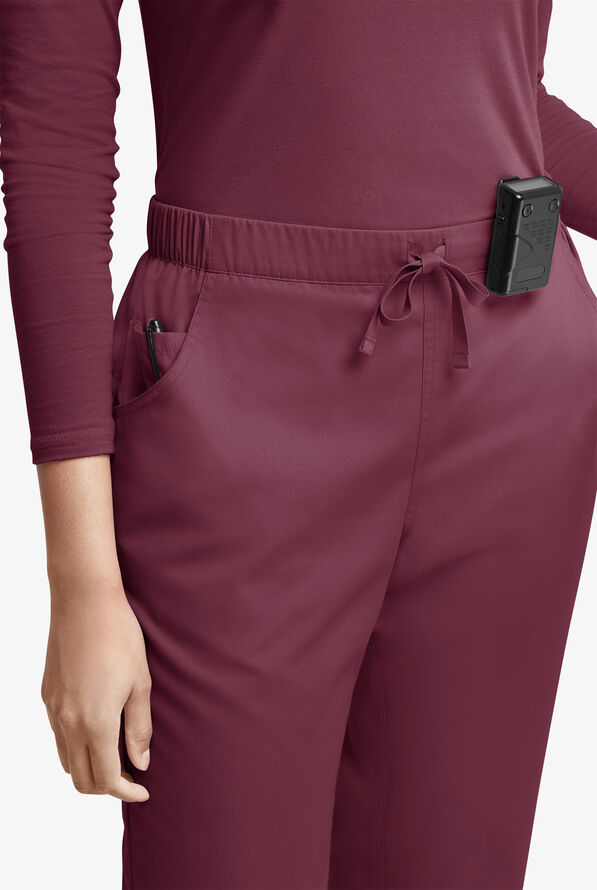 Butter-Soft Originals Women's 5-Pocket Jeans-Style Straight-Leg Scrub Pants - Wine - 2