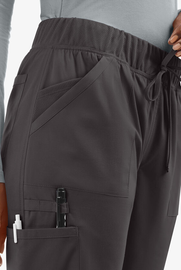 UA Exclusive Cherokee Workwear Professionals Active Women's 5-Pocket STRETCH Tapered Leg Scrub Pants - Petite - Pewter - 2
