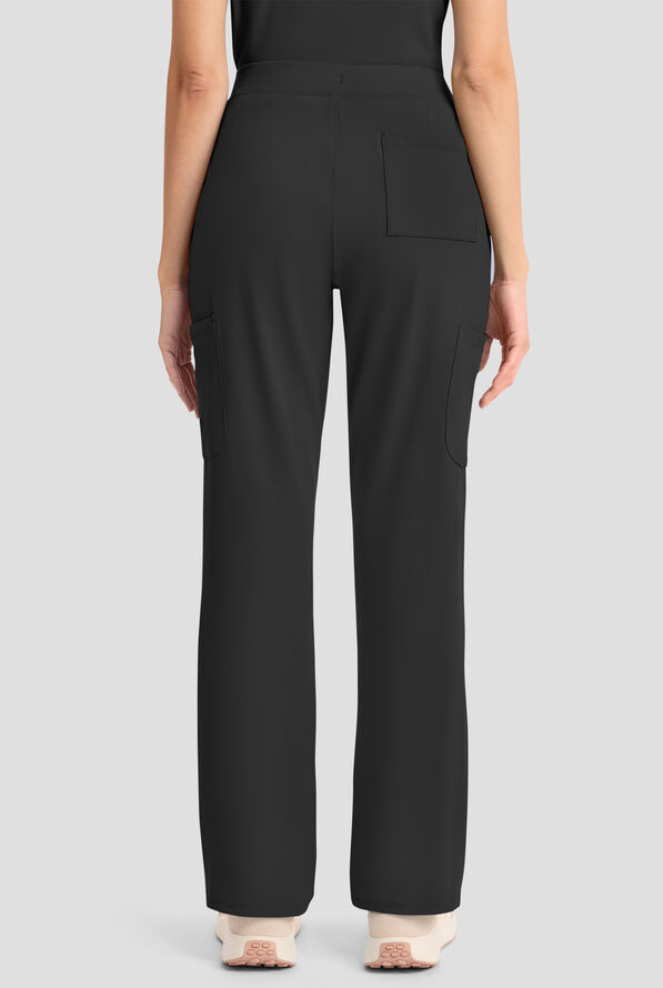 Cherokee Achieve Women's 5-Pocket STRETCH Elastic Waist Drawstring Cargo Scrub Pants - Black - 4