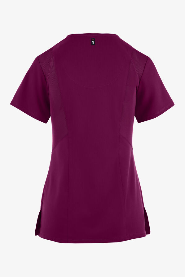 Grey's Anatomy by Barco Spandex STRETCH Serena Women's 3-Pocket V-Neck Scrub Top - Wine - 4