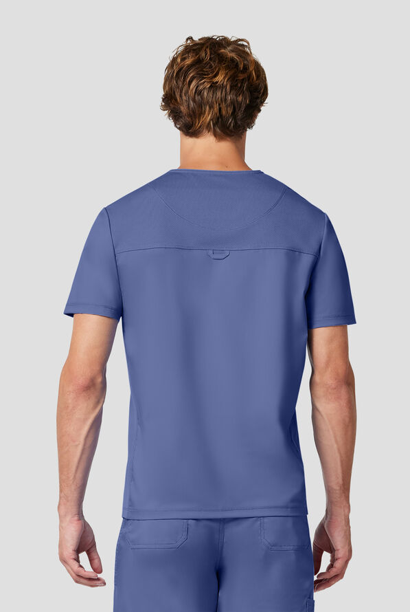 Camisa m&eacute;dica Cherokee Workwear Revolution STRETCH con cuello en V y 2 bolsillos para hombre - Ceil Blue - 3