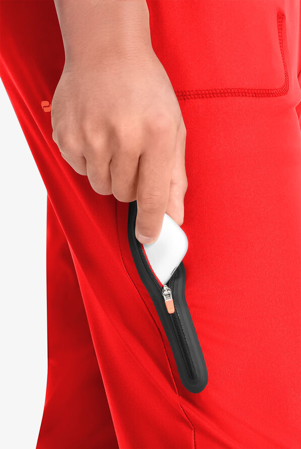 Infinity GNR8 Kinetic Knit Men's 4-Pocket STRETCH Zipper Cargo Hybrid Jogger Scrub Pants - Firebird - 2