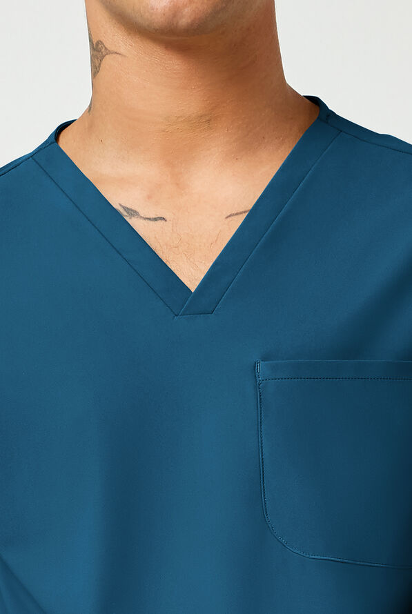 Camisa m&eacute;dica Infinity PURSUIT STRETCH con cuello en V y 3 bolsillos para hombre - Caribbean Blue - 3