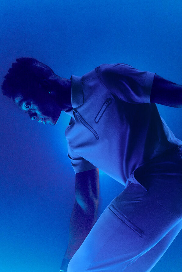 Hypothesis Alpha System Men’s 1-Pocket Zip Neck Polo With Tonal Trim Scrub Top - Ceil/Royal - 5